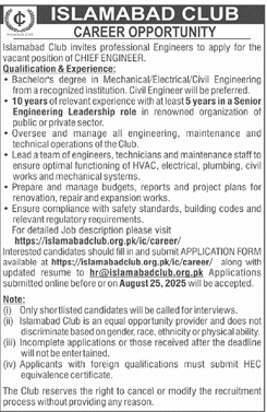 Jobs in Islamabad Club